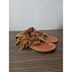 non rated sandals Womens Size 6.5 Brown Fringe Ankle Strap Zip Back